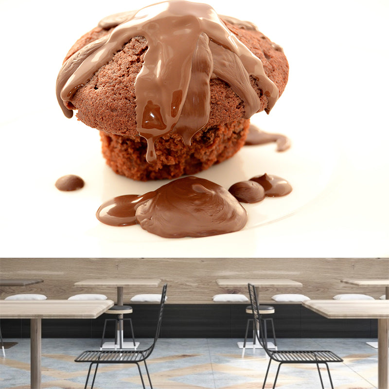 Tasty Dessert Mural Wallpaper with Muffin Pattern Contemporary Restaurant Wall Mural