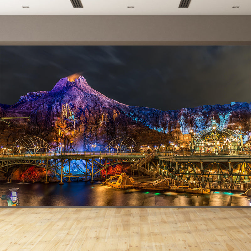 Photography City View Mural Decal Mildew Resistant Wall Covering for Decoration