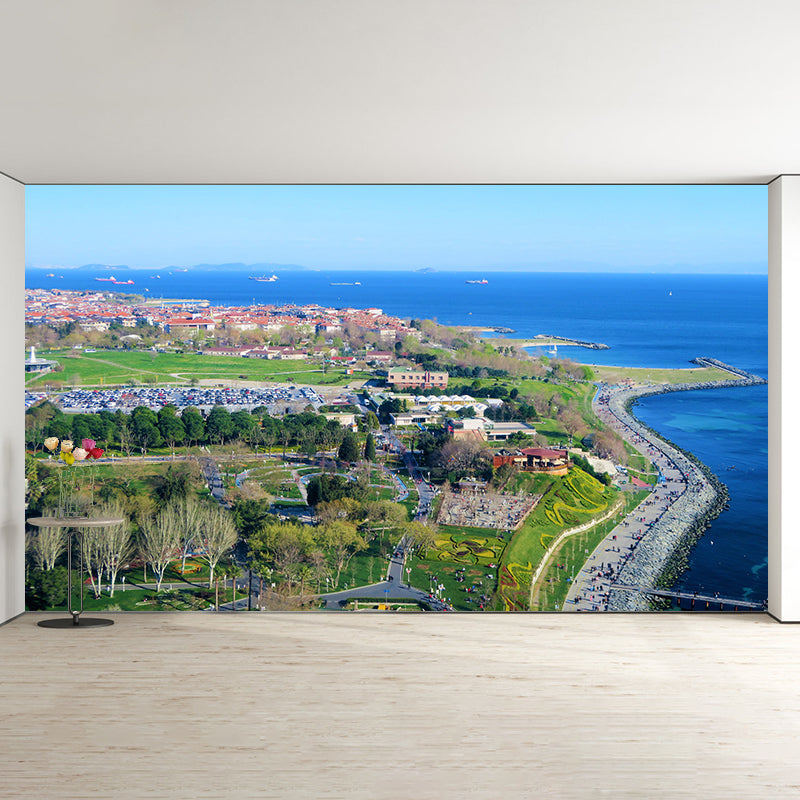 Photography City View Mural Decal Mildew Resistant Wall Covering for Decoration