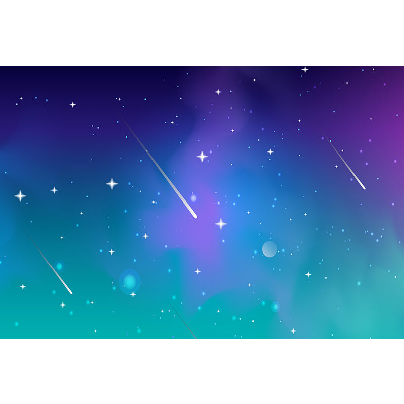 Outer Space Mural Meteor Illustration Stain Resistant Children's Art Bedroom Wall Decor