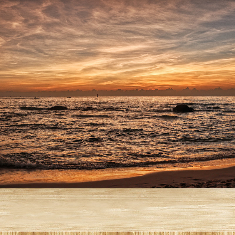 Waterproofing Romantic Beach Mural Wallpaper for Home Decoration, Custom-Made