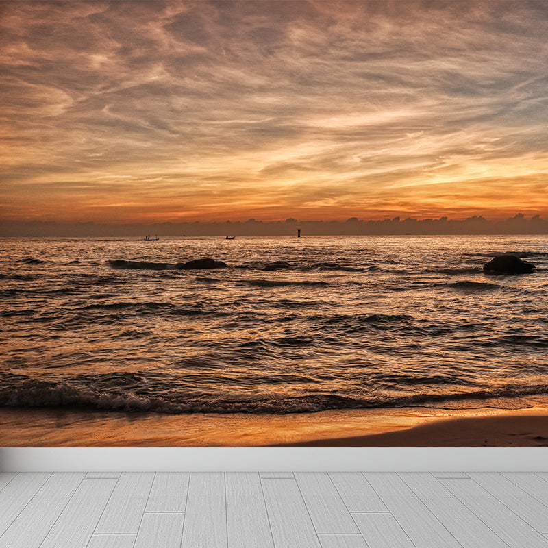 Waterproofing Romantic Beach Mural Wallpaper for Home Decoration, Custom-Made