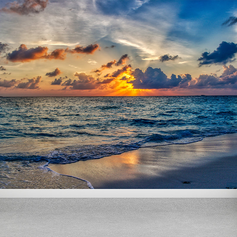 Sandy Beach Tropical Wall Mural Moisture Resistant Wall Covering for Bedroom