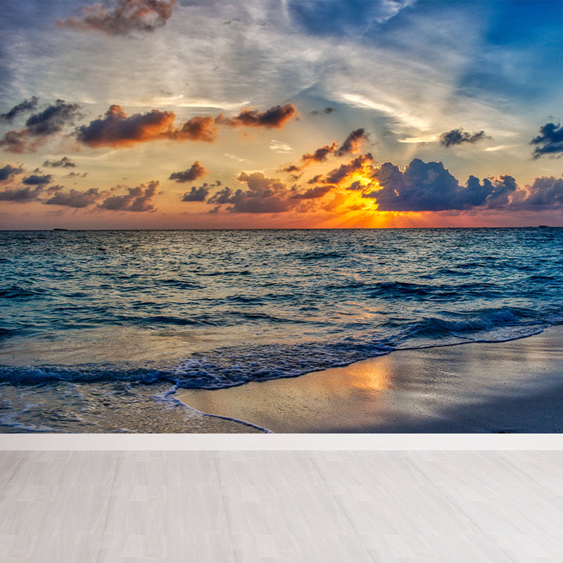 Sandy Beach Tropical Wall Mural Moisture Resistant Wall Covering for Bedroom