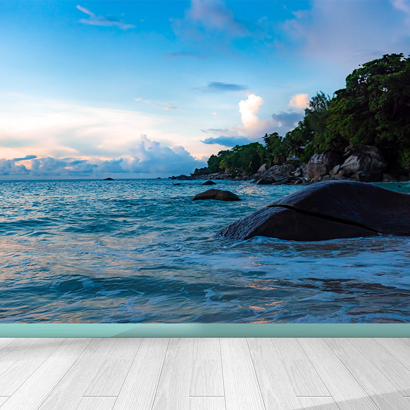 Sandy Beach Tropical Wall Mural Moisture Resistant Wall Covering for Bedroom