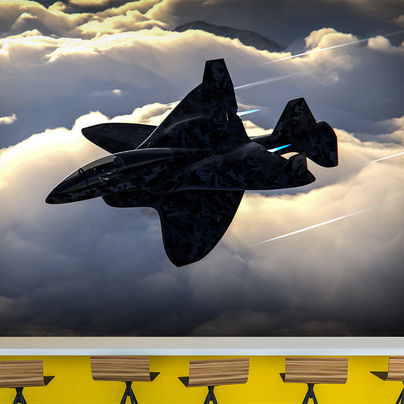 3D Airplane Minimalistic Moisture Resistant Meeting Room Wall Art, Washable