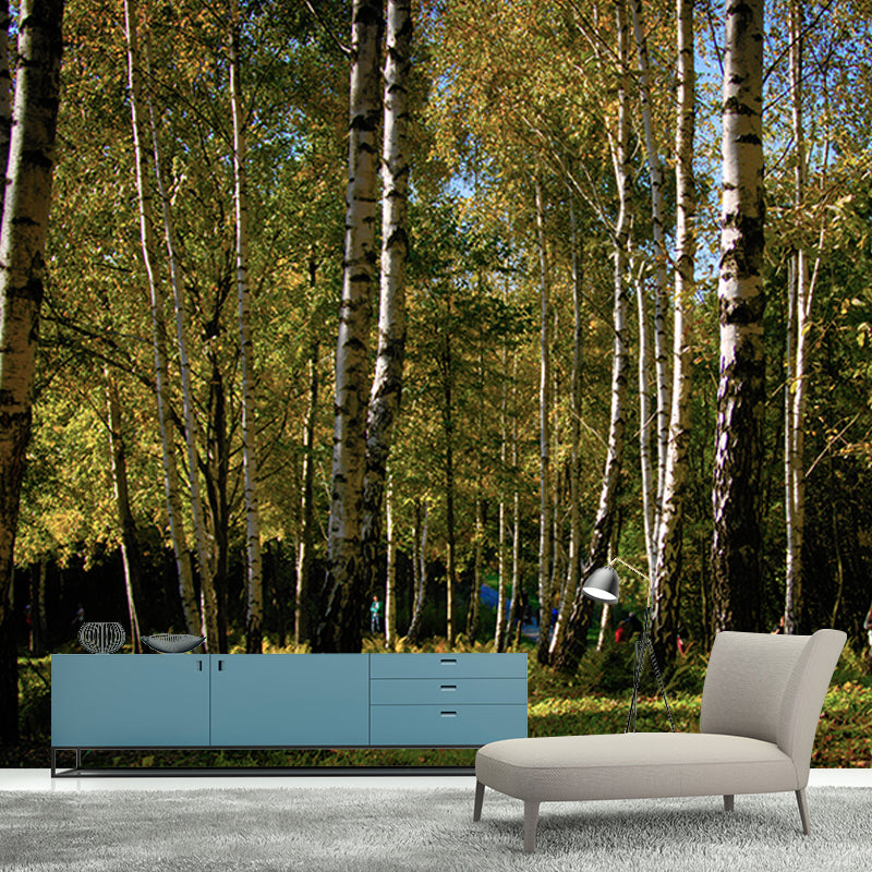 Forest Tree Wall Mural Modern Water Resistant Wall Decor in Soft Color