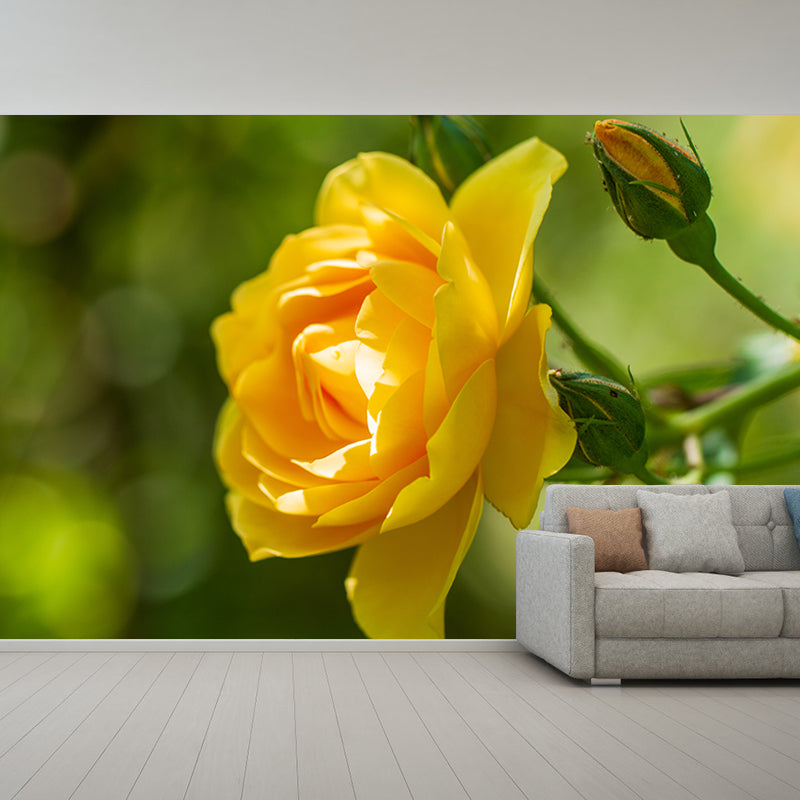 Beautiful Flower Mural Wallpaper Stain Resistant for Sleeping Room, Custom-Made