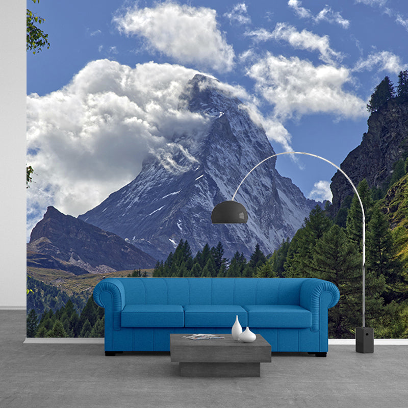 Photography Snowy Mountain Mural Wallpaper for Guest Room Decor, Made to Measure