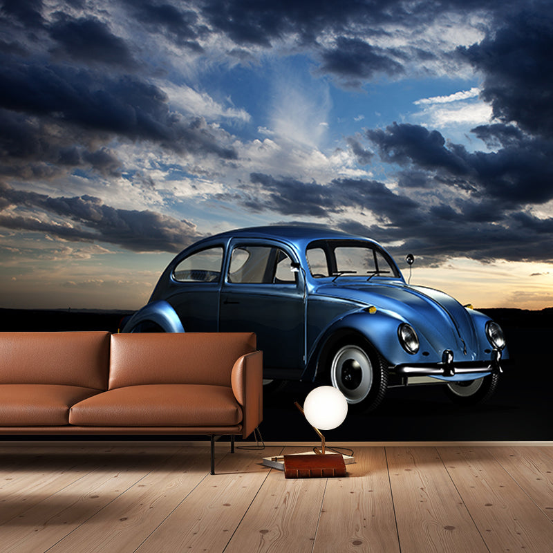 Moern Car Mural Wallpaper Moisture Resistant Living Room Wall Covering