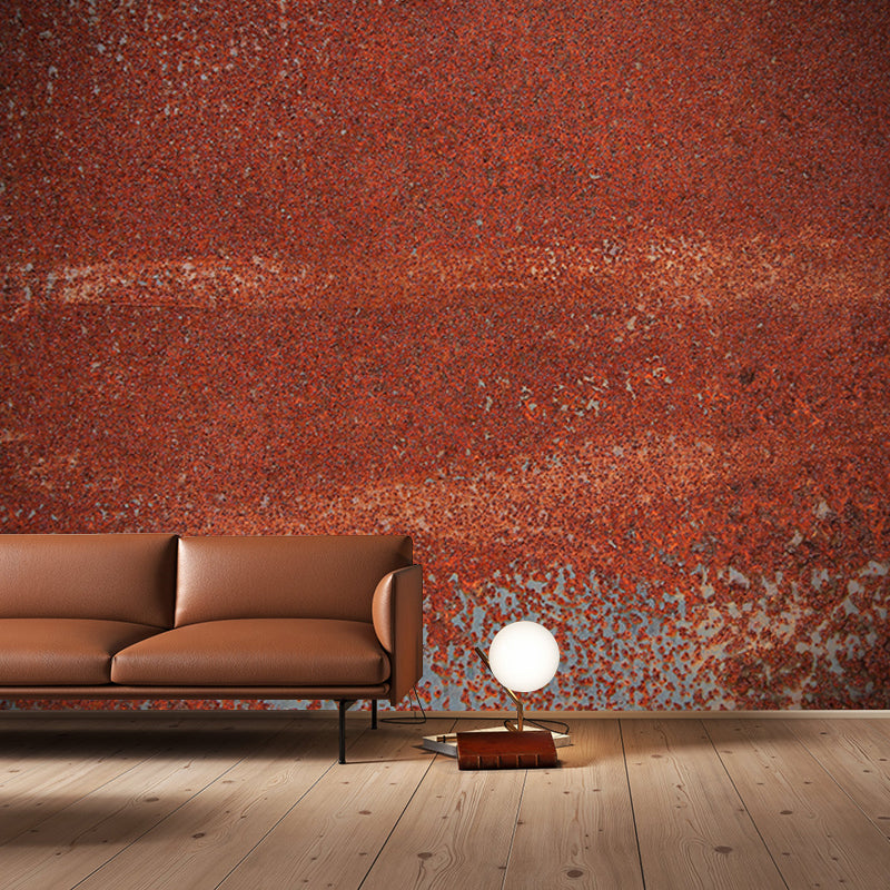 Rusty Metal Mural Wallpaper Stain Resistant in Dark Color, Personalized