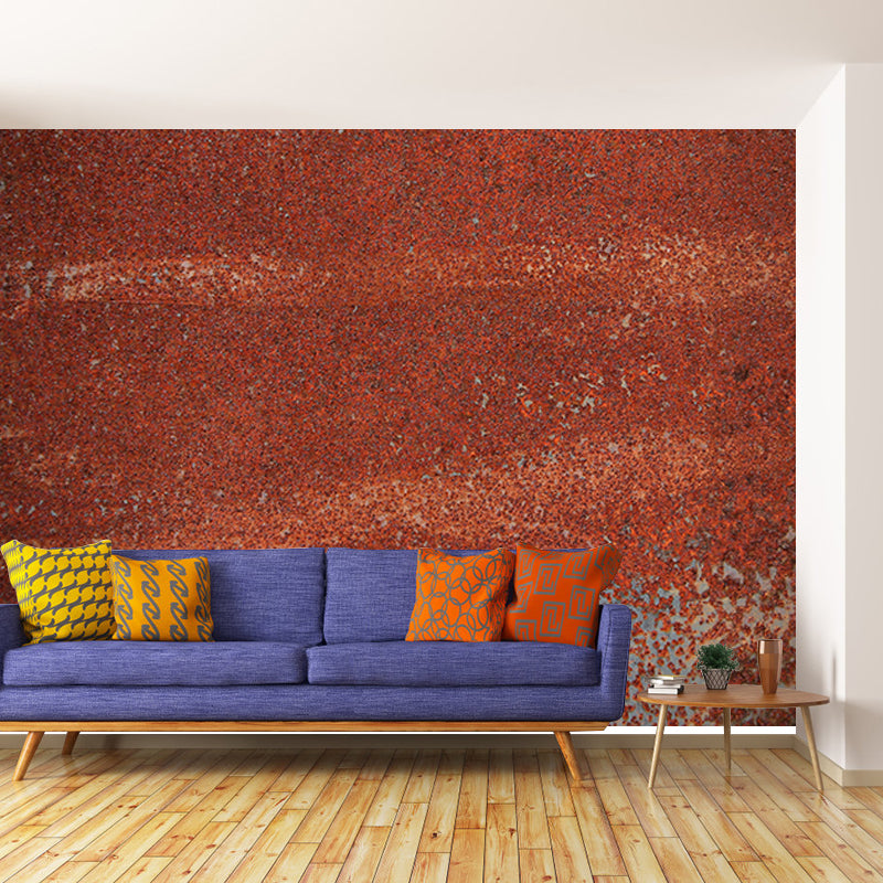 Rusty Metal Mural Wallpaper Stain Resistant in Dark Color, Personalized