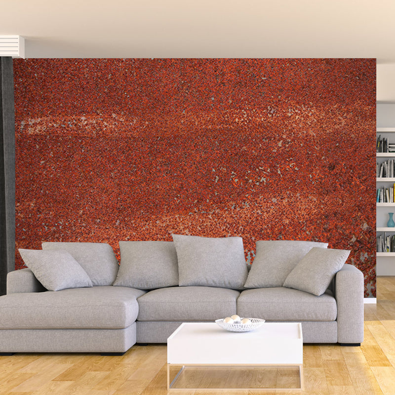 Rusty Metal Mural Wallpaper Stain Resistant in Dark Color, Personalized