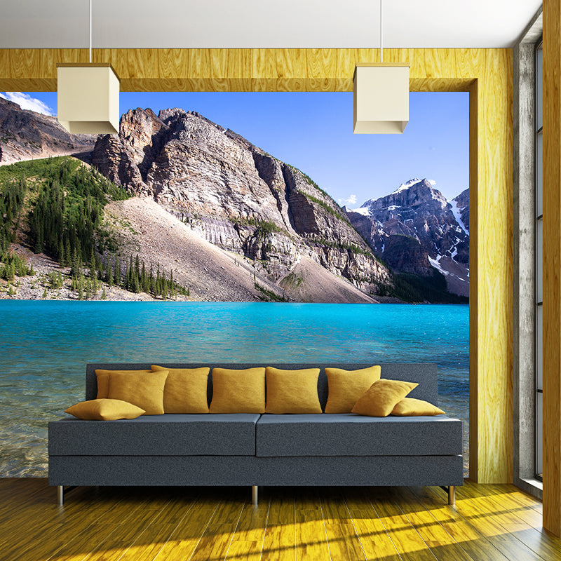 Magnificent Mountain View Removable Wall Mural Moisture Resistant for Sitting Room