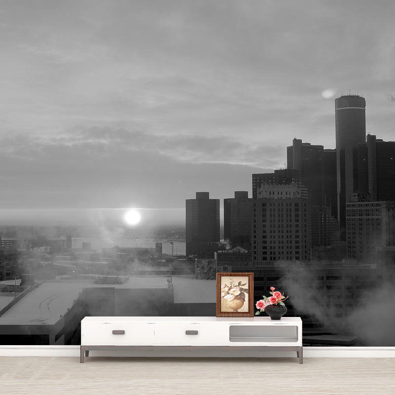 Contemporary City Wall Mural Wallpaper for Meeting Room, Moisture Resistant