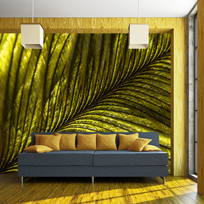 Peacock Feather Mural Wallpaper for Sleeping Room Water Resistant, Custom Made