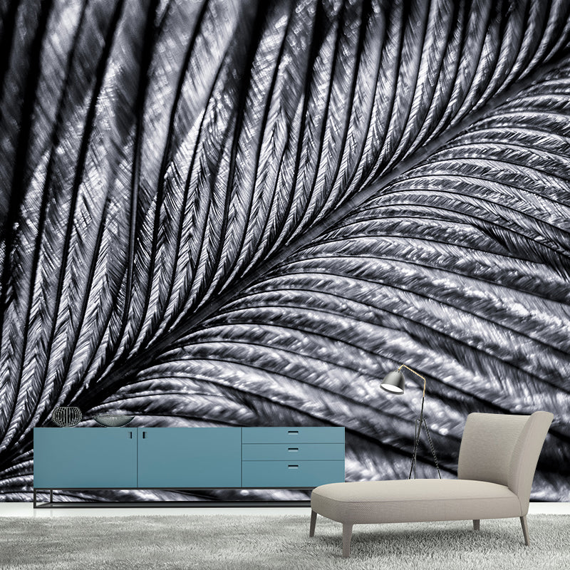 Peacock Feather Mural Wallpaper for Sleeping Room Water Resistant, Custom Made