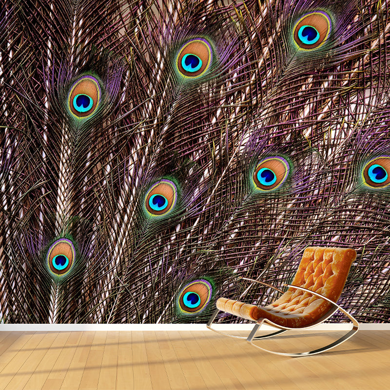 Beautiful Peacock Feather Wallpaper Mural Water Resistant Girls Bedroom Wall Decor