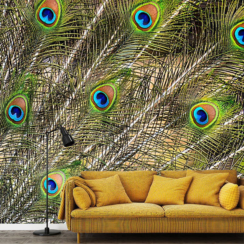 Beautiful Peacock Feather Wallpaper Mural Water Resistant Girls Bedroom Wall Decor