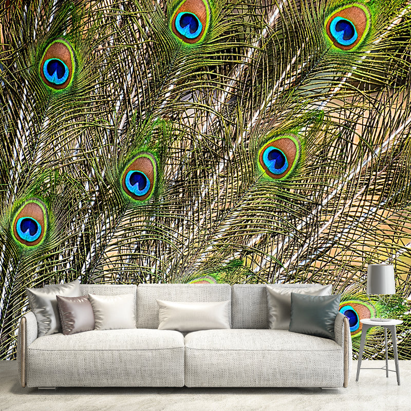 Beautiful Peacock Feather Wallpaper Mural Water Resistant Girls Bedroom Wall Decor