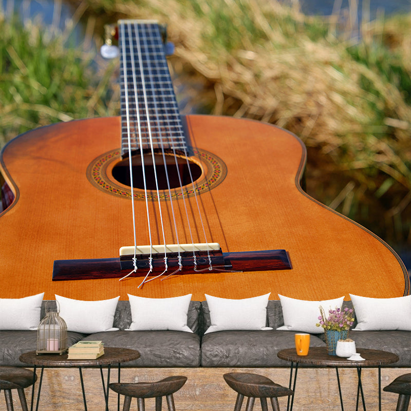 Guitar Water Resistant Mural Modern Washable Living Room Wall Art, Custom Print
