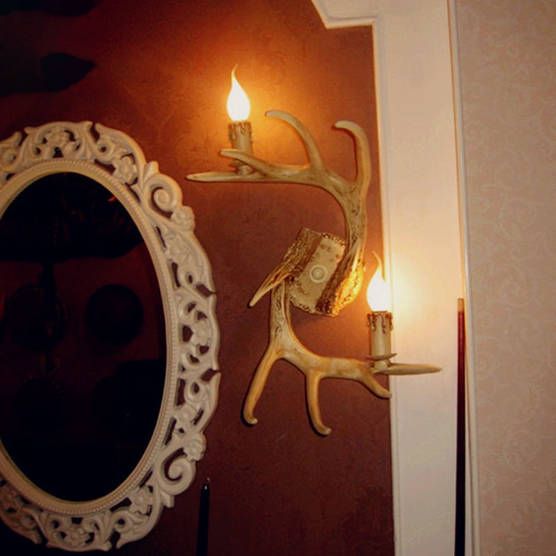 2 luces Lámpara de pared de resina Bombilla expuesta de bombilla de interior lámpara de apliques de interior