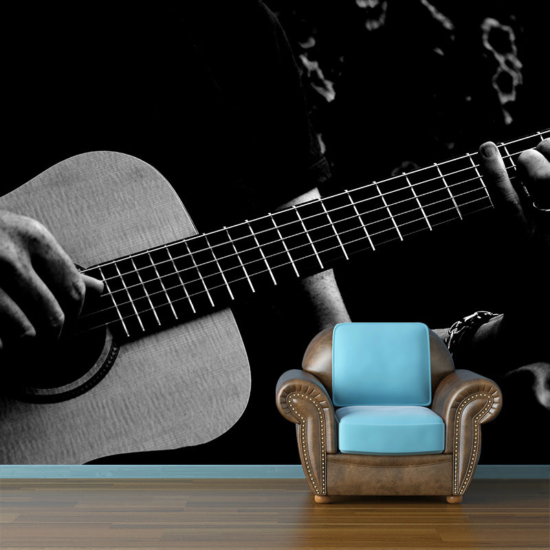 Hobby Guitar Mural Wallpaper Contemporary Mildew Resistant Wall Covering for Home Decor