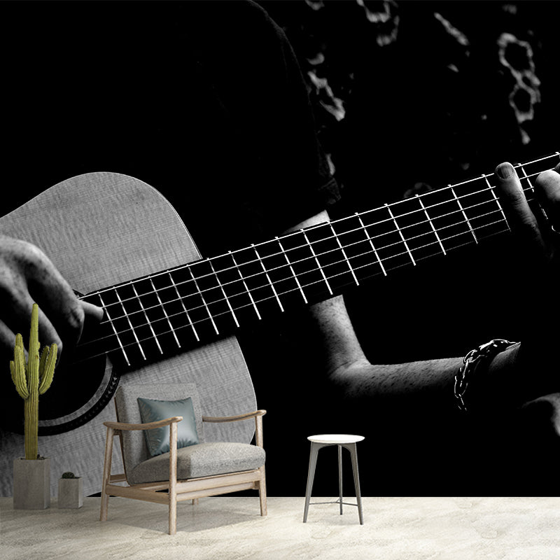 Hobby Guitar Mural Wallpaper Contemporary Mildew Resistant Wall Covering for Home Decor