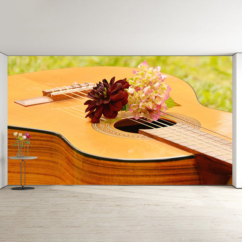 Hobby Guitar Mural Wallpaper Contemporary Mildew Resistant Wall Covering for Home Decor