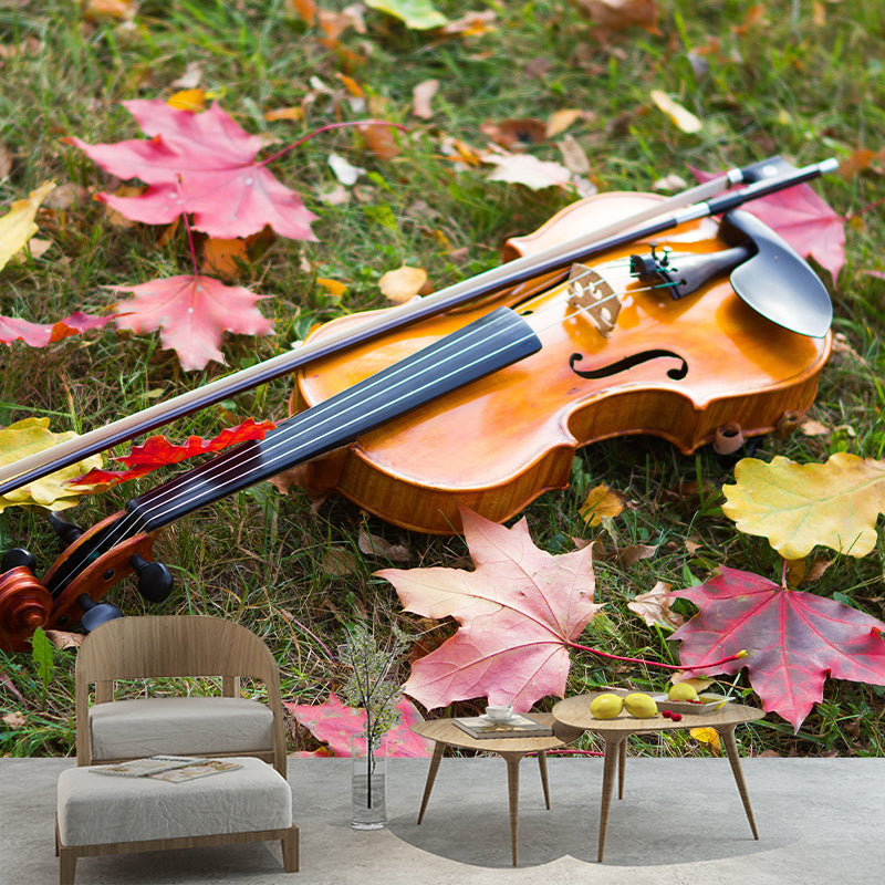 Contemporary Hobby Violin Mural Wallpaper Water Resistant Environment Friendly Wall Decor