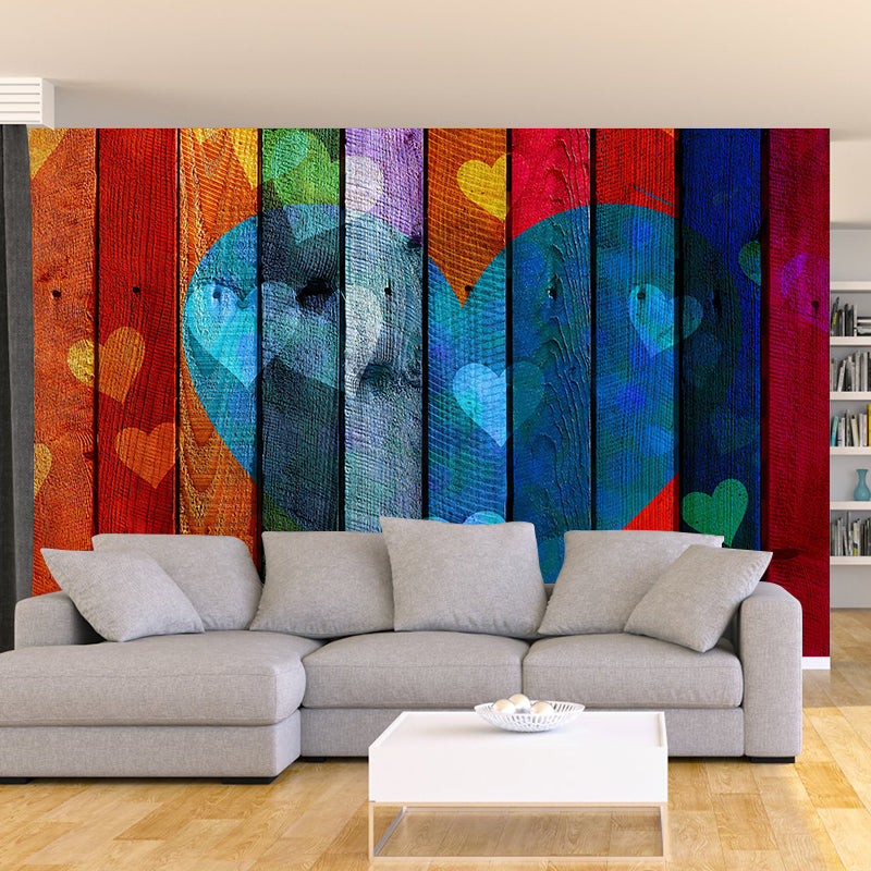 Autocollants muraux personnalisés en Surface en bois, décoration murale pour la maison, le salon, couleur douce