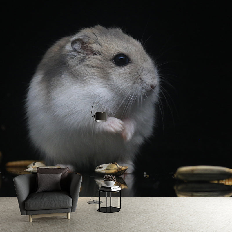 Lovely Hamster Mural Wallpaper Contemporary Style Wall Covering for Living Room