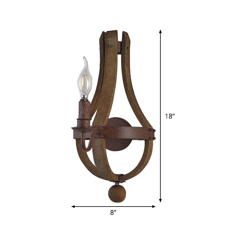 8"/11.5"/15" Wide Candle Metal Sconce Light Country 1/2/3 Lights Dining Room Wall Lighting Fixture in Rust