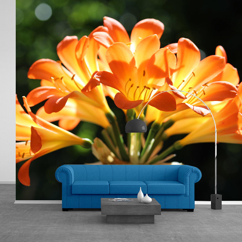 Clivia Flower Blossing Mural Wallpaper Modern Wall Covering for Living Room