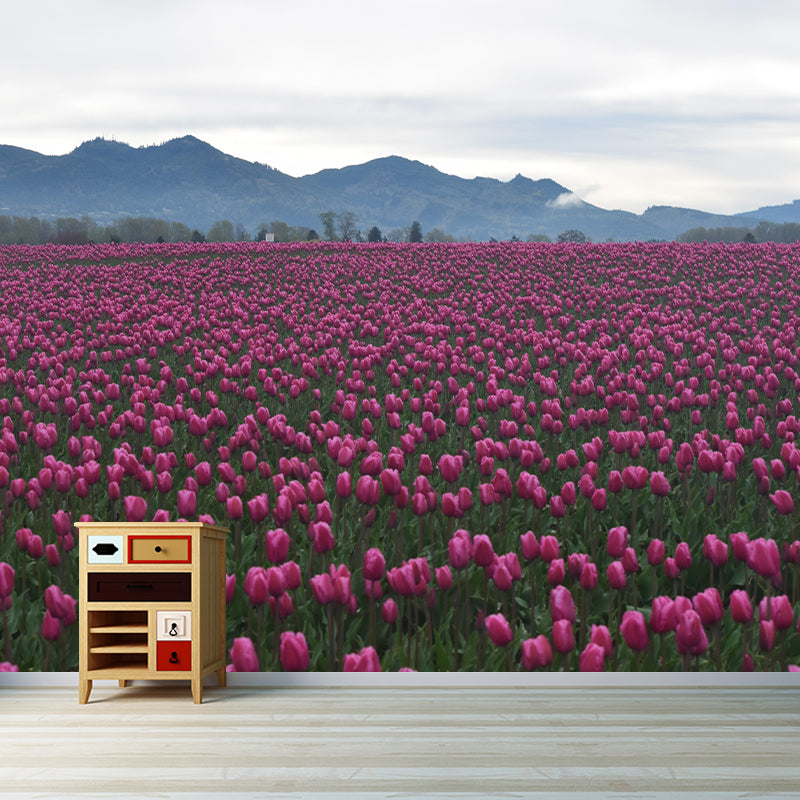 Contemporary Tulip Home Mural Mildew Resistant Wall Decor for Dining Room