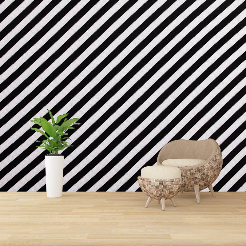 Customized Large Modern Mural Wallpaper Mildew Resistant Stripe Wall Decor