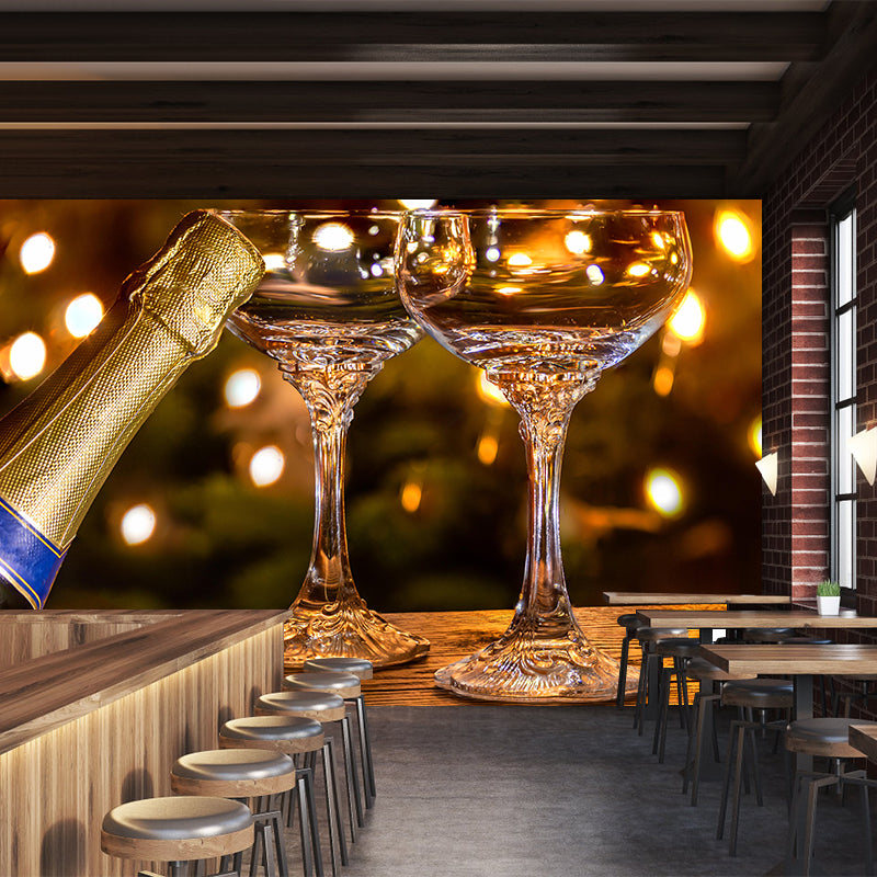 Champagne Mural Wallpaper Mildew Resistant Special Bar Shop Decorative