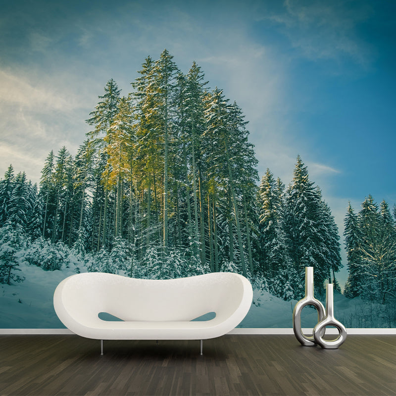 Contemporary Conifers Trees Landscape Home Mural Mildew Resistant Wall Decor for Bedroom