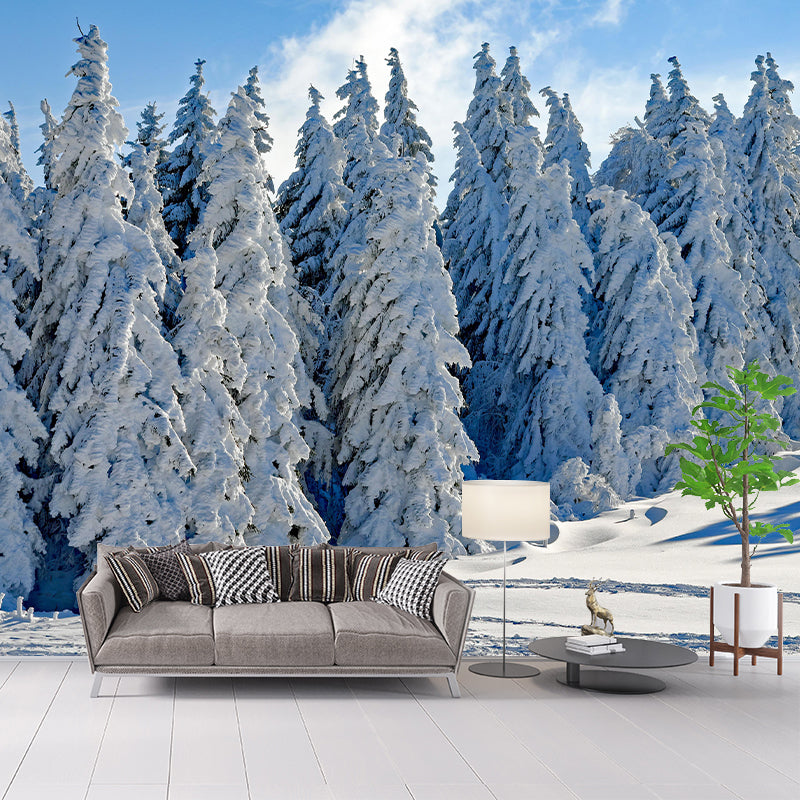 Contemporary Conifers Trees Landscape Home Mural Mildew Resistant Wall Decor for Bedroom