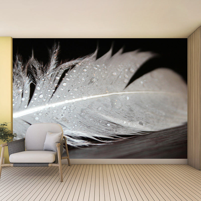 Contemporary Feather Mural Wallpaper Wall Covering for Living Room Decoration