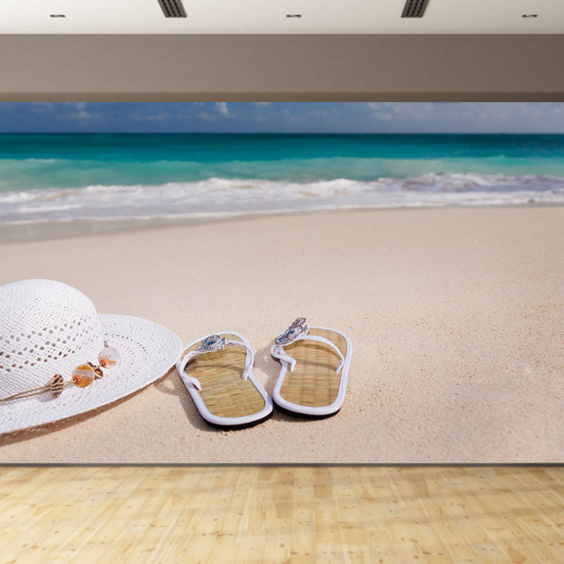 Blue Tropical Beach Scenery Mural Decal Moisture Resistant, Custom Size Available