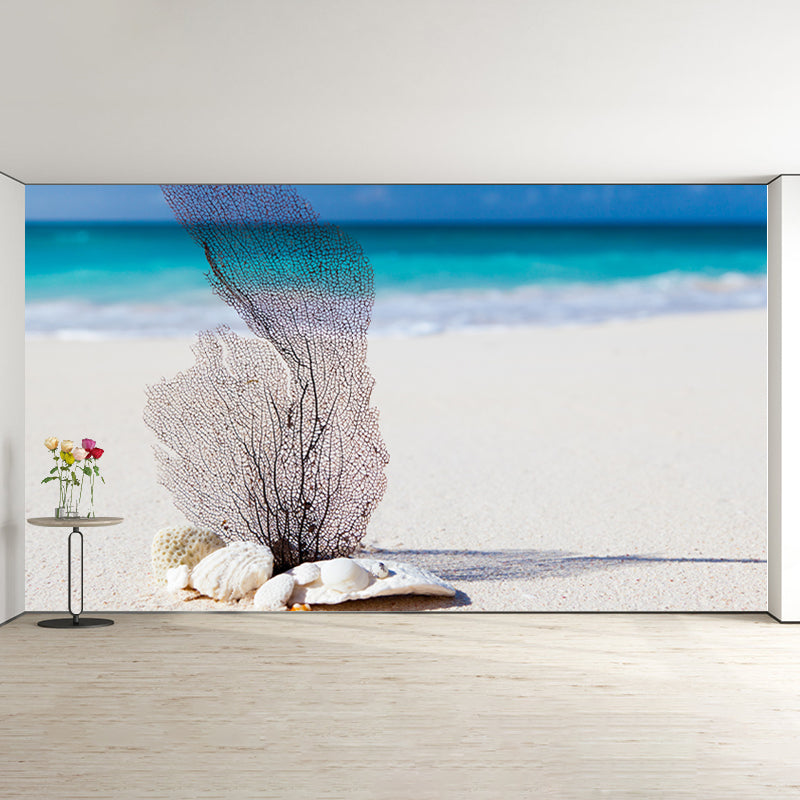 Blue Tropical Beach Scenery Mural Decal Moisture Resistant, Custom Size Available
