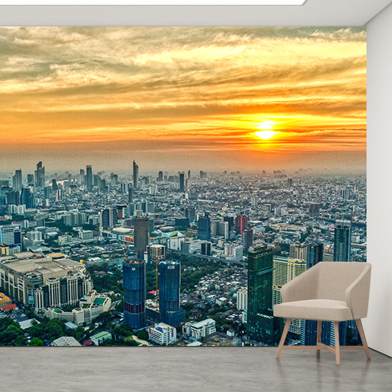 Simple Whole City Mural Wallpaper Buildings Wall Covering for Meeting Room