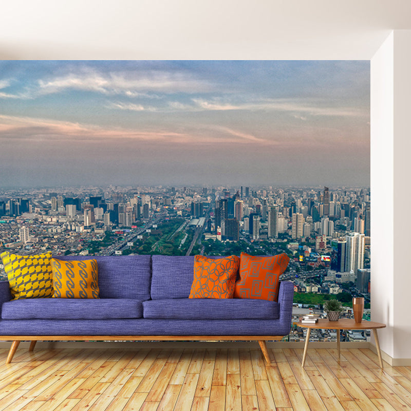 Simple Whole City Mural Wallpaper Buildings Wall Covering for Meeting Room