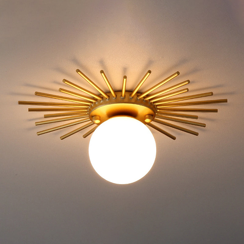 Gelakt Iron Ceiling Light in Modern Concise Style Globe Glas Flush Mount voor Corridor