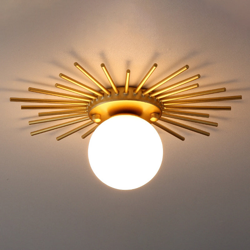 Gelakt Iron Ceiling Light in Modern Concise Style Globe Glas Flush Mount voor Corridor