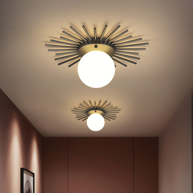 Gelakt Iron Ceiling Light in Modern Concise Style Globe Glas Flush Mount voor Corridor
