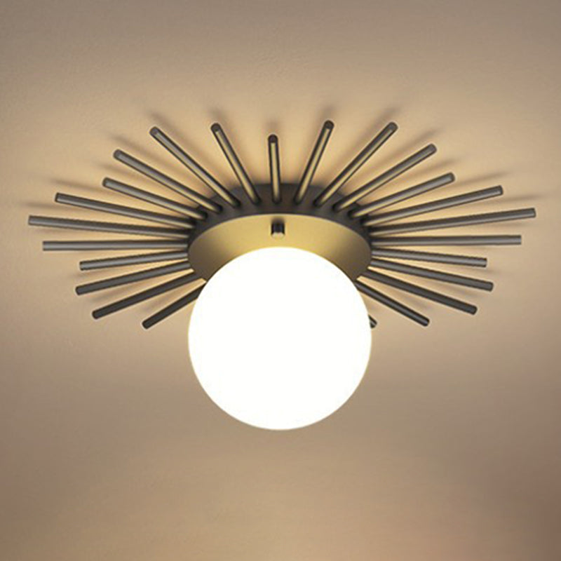 Gelakt Iron Ceiling Light in Modern Concise Style Globe Glas Flush Mount voor Corridor