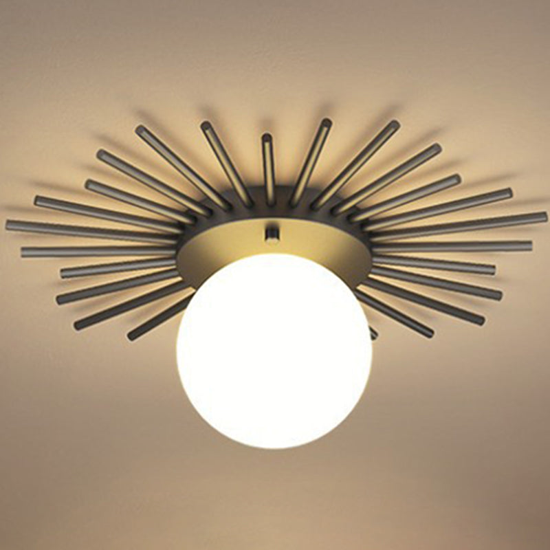 Gelakt Iron Ceiling Light in Modern Concise Style Globe Glas Flush Mount voor Corridor