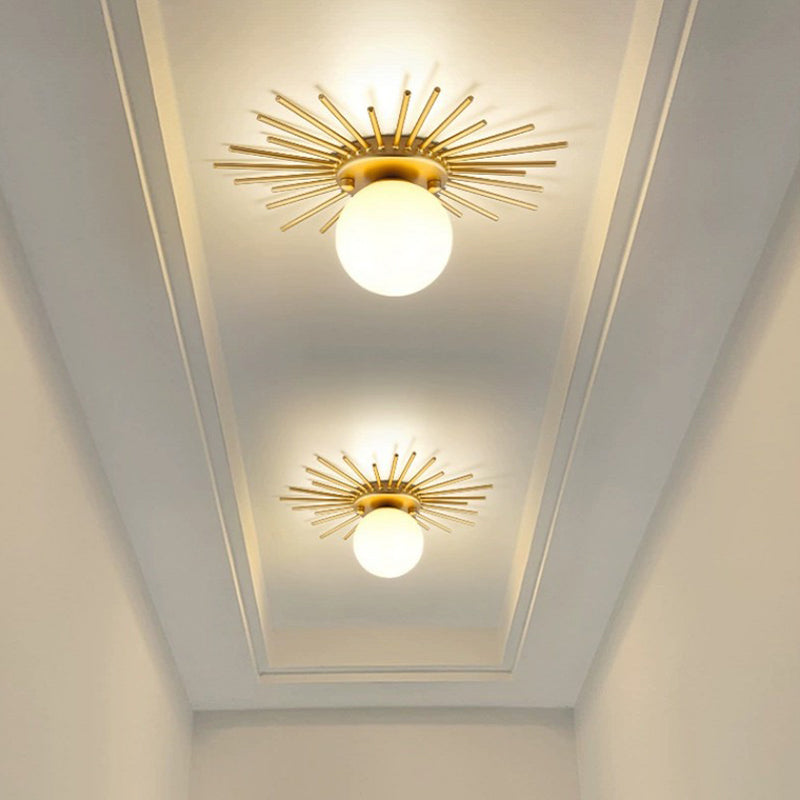 Gelakt Iron Ceiling Light in Modern Concise Style Globe Glas Flush Mount voor Corridor